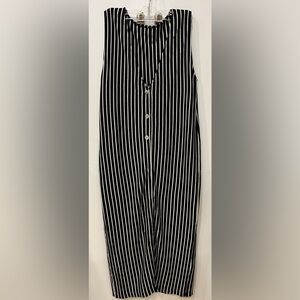 Knit Black and White Striped Long Vest